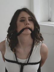 Agent 69 has agent demore right where she wants her: licking her pussy. after her fill, then she dons her strapon and ties agent demore in a strict as