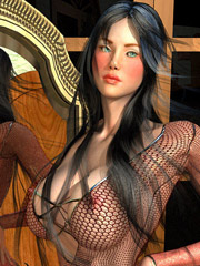 Busty 3d chikie cherrie shows off her knee high boots and latex corset